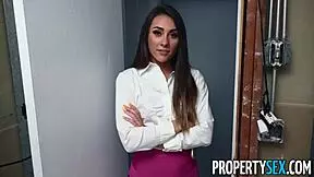 Hard as nails handyman fires jizz-stuffed monster cock into young female real estate agent’s arsehole