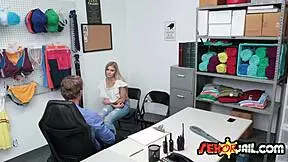 Officer catches petite teen shoplifter and bangs her big titty stepmom in uniform