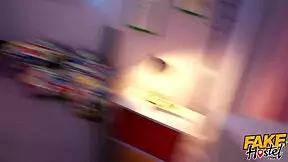 Fake Hostel drama with super cute teen girlfriend. Her jealous boyfriend suspects cheating while she's bent over!