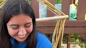 Early morning pussy sucking in a street gazebo