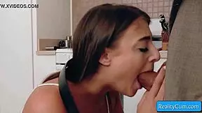 gabbie carter's pussy gets deep fingered and banged by monster cock in the kitchen