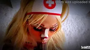 Sexy Zombie Nurse Returns from Halloween Party, Excited and Thirsty for Milk in POV Creampie Scene with Sexdoll 520