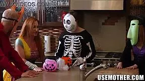 Halloween pranksters Sophia Locke and Evie Christian with Anthony Pierce