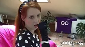 i am amateur redhead isabella spreading legs for cock in stockings