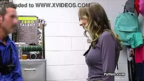 Blue-Eyed Thief Sucks Mall Cop's Dick in Shop