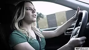 Aubrey sinclair trades sex for her driver's license outdoors.