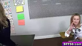 blonde teen rides big cock in detention with group fun