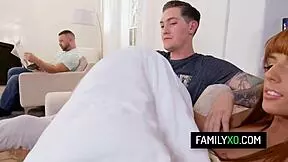 Hot redhead step sister scarlett mae rides on her stepbrothers hard cock 😈