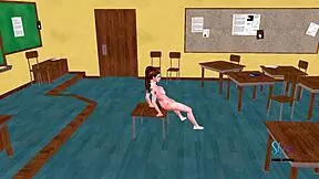 An animated 3D cartoon hentai video featuring a beautiful teen girl posing seductively in various sexy positions