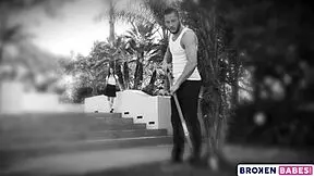 I am alexa nova, a petite college girl with piercings, solo masturbating in the garden.