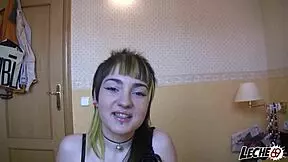 Brunette Teen Blows Cock Hard