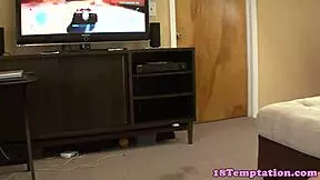 Teen Sucks Stepbro During Game