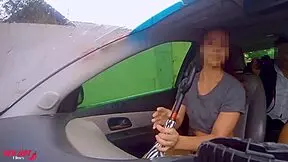 A cute Brazilian student gets picked up for a sexual interview with a researcher and driver outdoors.