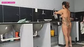 Naked at Work Leads to Interracial Fucking with Monster Cock