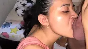 Latina teen stops studying to fuck roommate and give facial cumshot