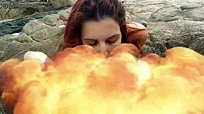 Petite Latina Climbs Rocks for Cock