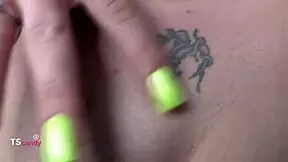 Tattooed Brunette Shemale Milf Teases With Big Tits In Lingerie