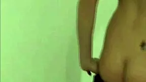 Shiny gold pvc panties hug her curves perfectly