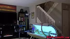 Teen sucking monster cock bent over for a big facial