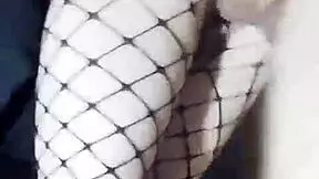 slender girlfriend in skirt and stockings gets her tight pussy fucked standing and cum inside