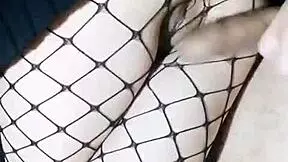 slender girlfriend in skirt and stockings gets her tight pussy fucked standing and cum inside