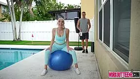 Kay Lovely feels intense pleasure during her rigorous workout routine with deepthroat and doggystyle