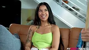 Ameena Green's Pervert Stepbros Sniffing Her Panties Before Wild Action. They Can't Resist Her Curves!