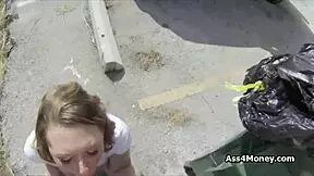 Fantastic big tit teen 18+ blows outdoors on sunny day