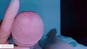 Eighteen year old babe gives sloppy handjob to monster cock