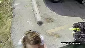 Fantastic big tit teen 18+ blows outdoors on sunny day