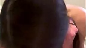 In this college scene, a horny teen swallows cum in a facial