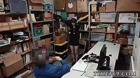 Caught red-handed: Emo teen police officer in uniform gets hardcore treatment at the office.