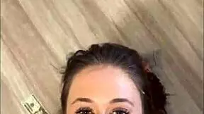 In this college scene, a horny teen swallows cum in a facial