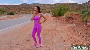 Naughty teen 18+ rissa may gets picked up and fucked doggystyle with her big tits bent over.