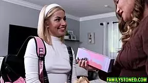 family com - stepmom athena anderson and stepdaughter chanel camryn taking turns riding that one cock 😏