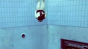 roxalana chech scuba diving underwater in the pool