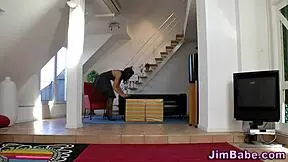 petite teen rides senior? with stockings and blowjob action