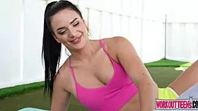 fitness instructor alice visby works out outdoors with deepthroat and doggystyle