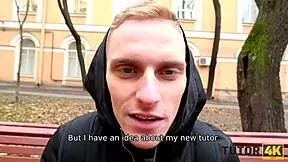 This strict tutor doesn't mind quick sex with the new student