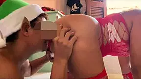 naughty elf fucks mrs claus while cuckold noel delivers presents