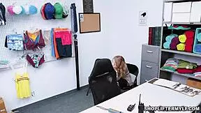 Wow! Blonde shoplifter milf Kylie Kingston and daughter Natalie Knight bang horny cop in wild 3some to escape trouble!