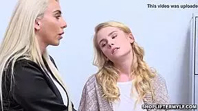 Wow! Blonde shoplifter milf Kylie Kingston and daughter Natalie Knight bang horny cop in wild 3some to escape trouble!