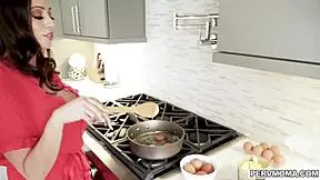 Stepmom, keep those big tits out while you suck my cock