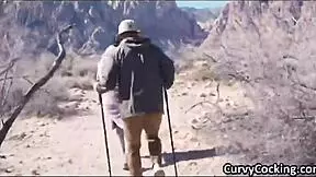 Teen sucks cock on hiking trail then gets fucked at home