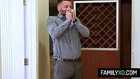 Skinny blonde averie moore eagerly sucks stepdad's huge fat cock in hardcore taboo blowjob