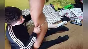 i spied on my cousin in pajamas and fucked her hard in bed, real hard sex