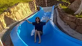 Skinny Latina Colombian Stepsister Stuck In Pool Slide Gets Wild Homemade Sex