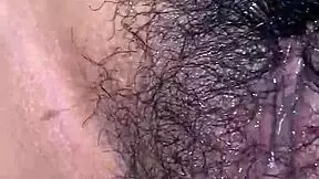 Latina Girlfriend’s Creamy Hairy Pussy Soaked from Intense Fingering