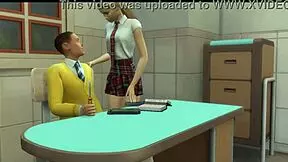 Professor takes his teen student hard in the classroom setting