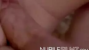 Jazmin Luv and Rachel Rivers in missionary riding threesome with cumshot.